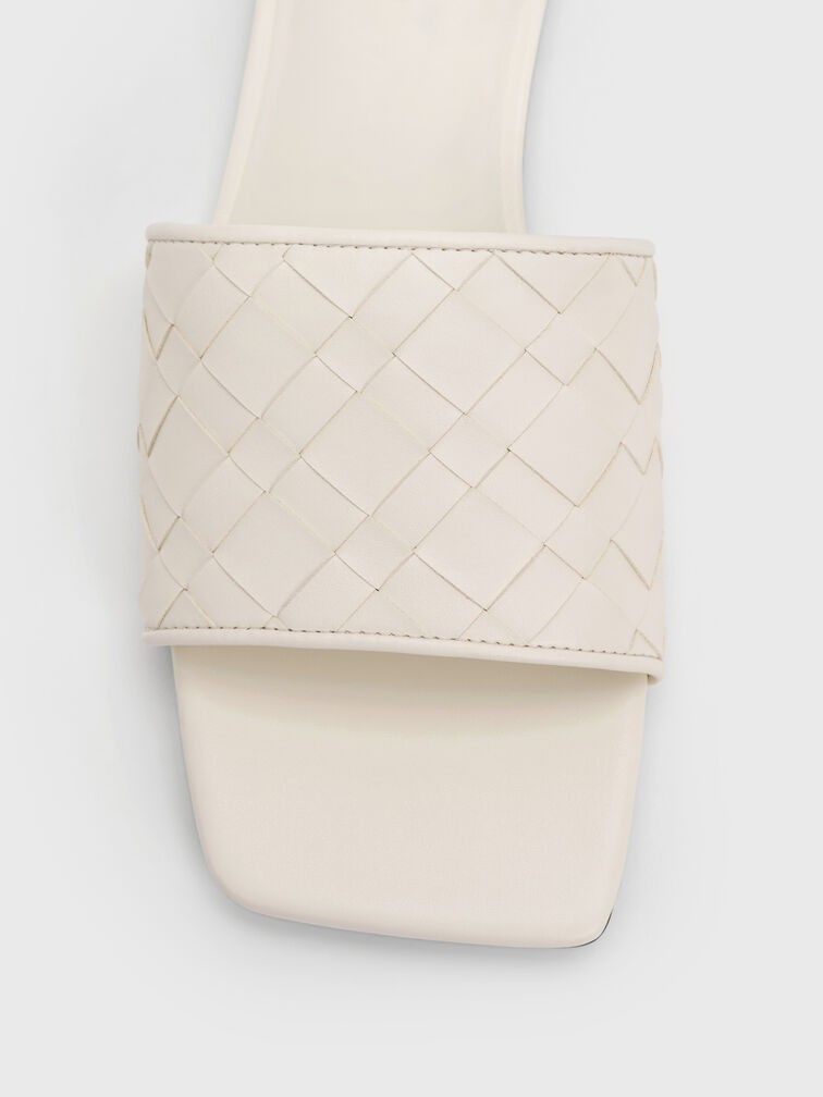 صندل إيفيت مفتوح سهل الارتداء بتصميم منسوج, أبيض طباشيري, hi-res