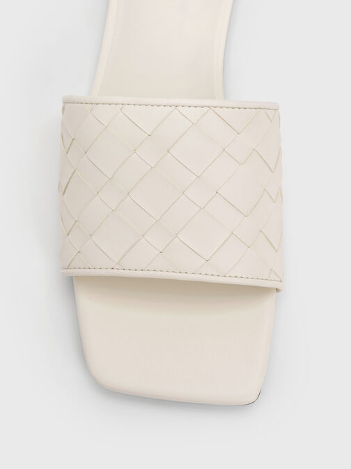 صندل إيفيت مفتوح سهل الارتداء بتصميم منسوج, أبيض طباشيري, hi-res