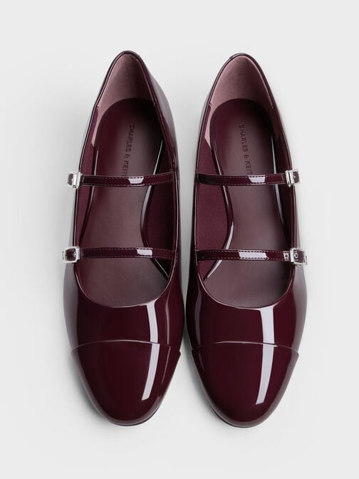 حذاء ماري جين جلد, ماروني, hi-res