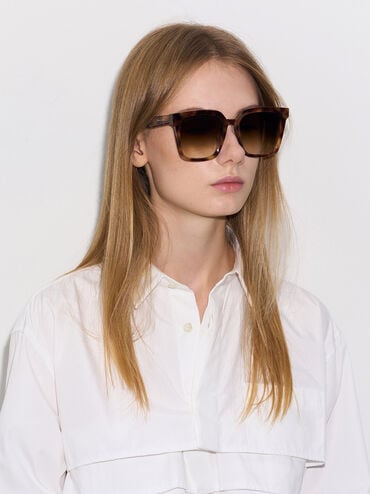 نظارة شمسية جابين واسعة بتصميم فراشة بنقشة سلحفاة, لون صدفة السلحفاة, hi-res