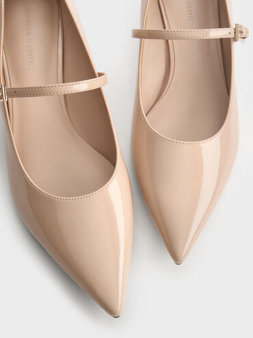 Luciana Patent Mary Jane Pumps, Nude, hi-res