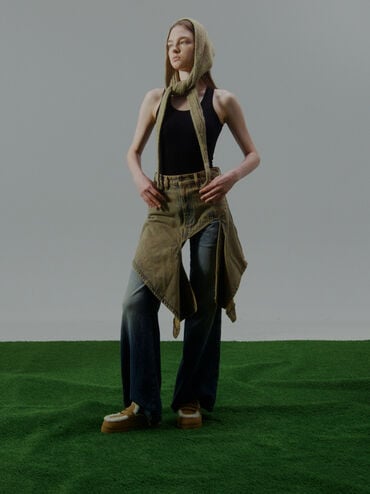 حذاء بلاتفورم بفرو معاد التدوير, رملي, hi-res