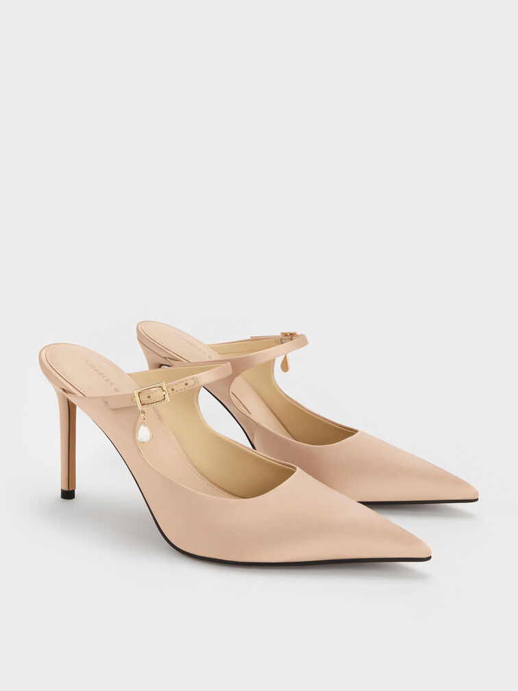 حذاء (مولز) ساتان مفتوح من الخلف, ذهبي, hi-res