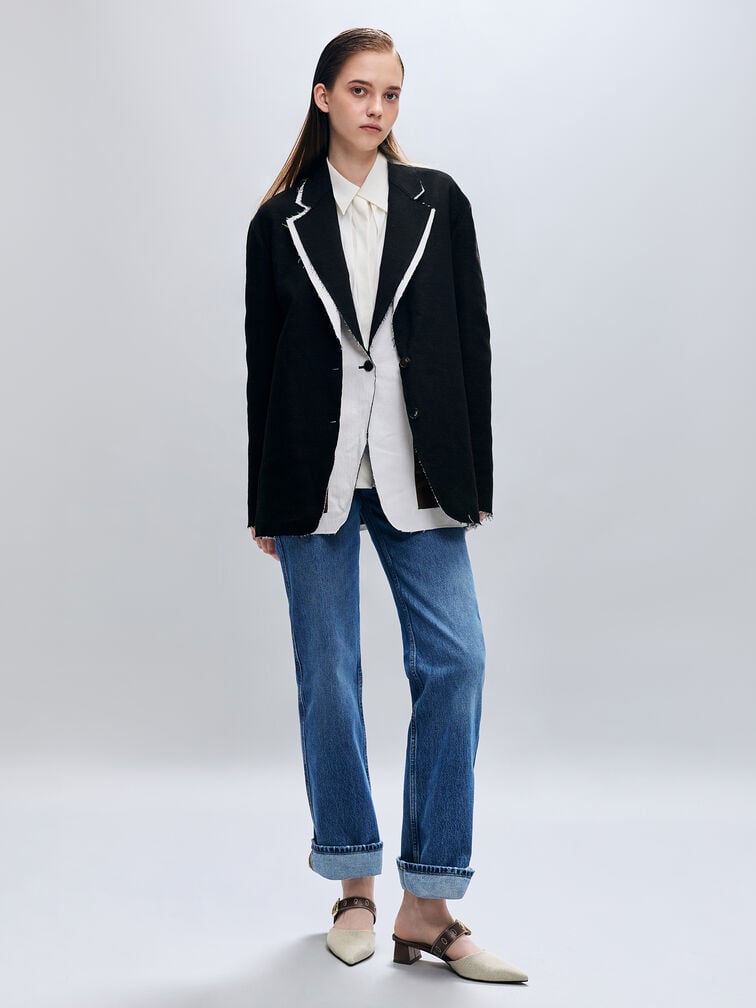 صندل مولز بكعب عالٍ سيفي تويل بإبزيم بلمسة معدنية ومقدمة مدببة, بني, hi-res