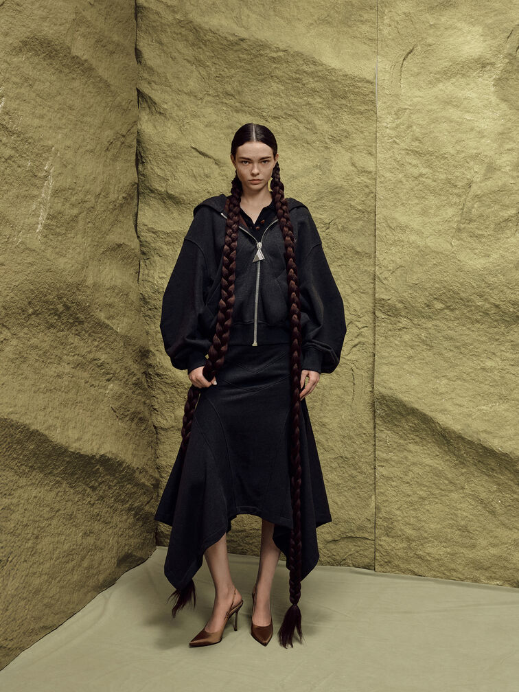 حذاء سيليتو بكعب عالٍ مفتوح من الخلف, بني, hi-res