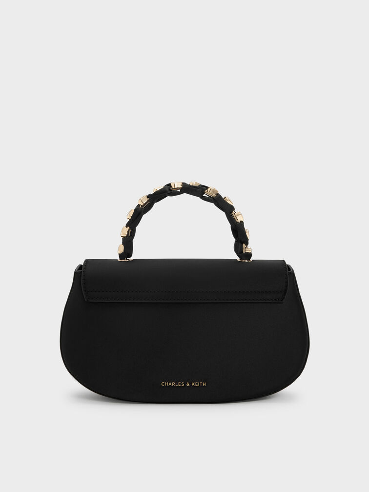 حقيبة إيليان من الساتان ومقبض يد علوي مرصع بالأحجار, أسود, hi-res