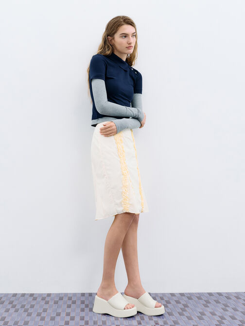 Wide-Strap Platform Wedges, White, hi-res