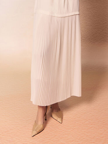 Mesh Pointed-Toe D'Orsay Pumps, Nude, hi-res