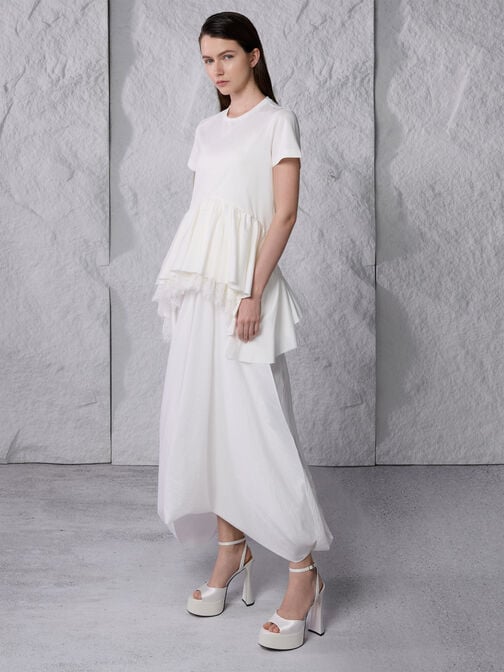 صندل ميشيل بلاتفورم من بوليستر معاد تدويره, أبيض, hi-res