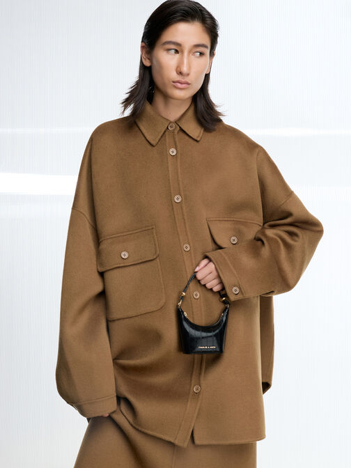 حقيبة أوغستين مايكرو بمقبض سلسلة وتأثير جلد الأنقليس, أسود, hi-res