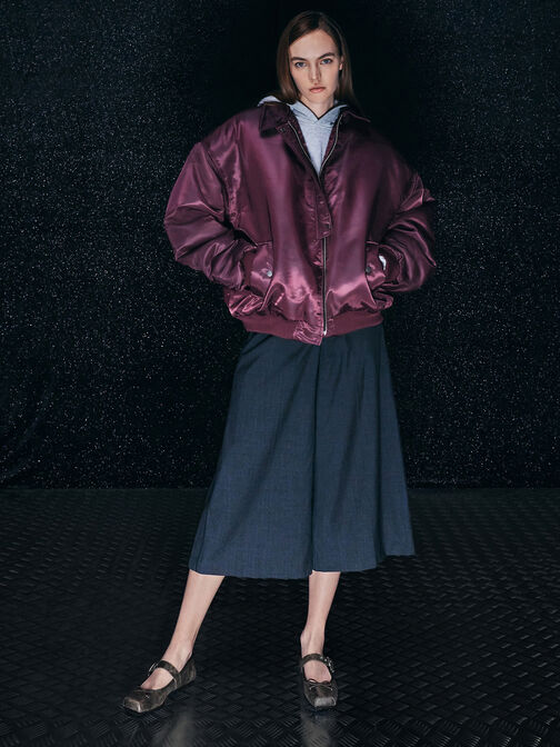 Myler Crinkle-Effect Bow Square-Toe Buckled Mary Janes, Dark Brown, hi-res