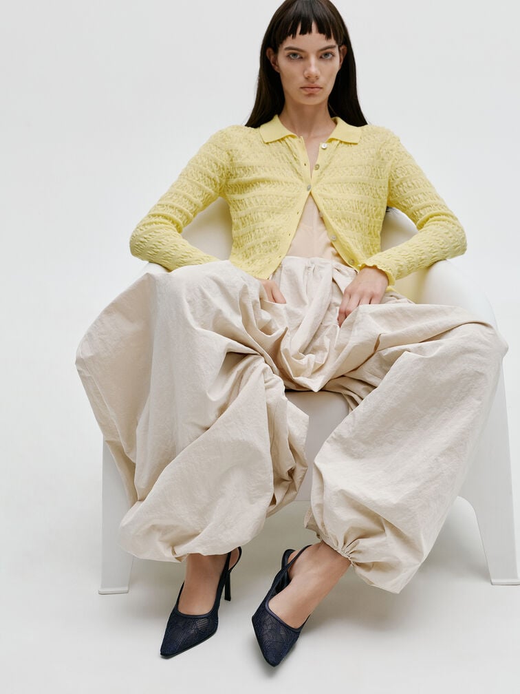 حذاء من الدانتيل والساتان مفتوح من الخلف بكعب (بامبس), أزرق داكن, hi-res