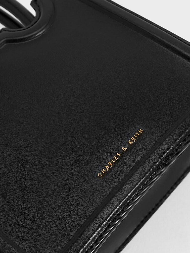 Perline Sculptural Top Handle Bag, Black, hi-res