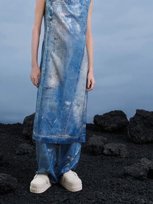 ميولز لورين ذات بتصميم مزخرف وكعب فلاتفورم, أبيض طباشيري, hi-res