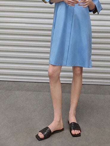 صندل إيفيت مفتوح سهل الارتداء بتصميم منسوج, أسود, hi-res