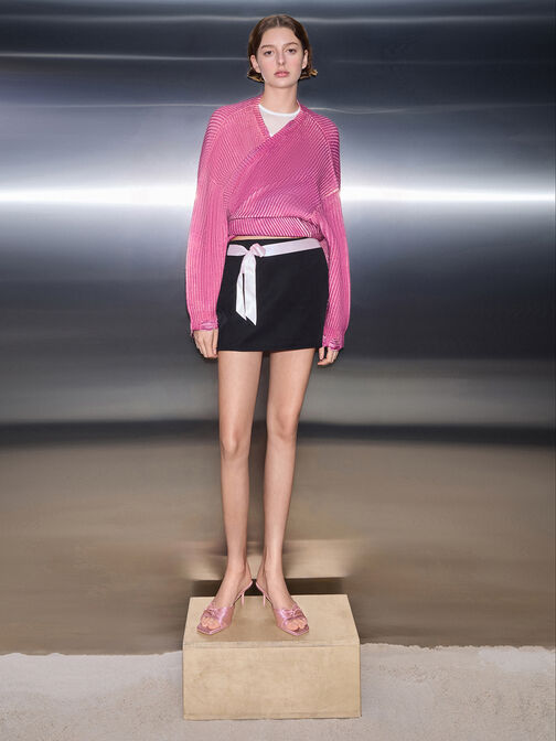 Sadira Satin Heeled Mules, Pink, hi-res