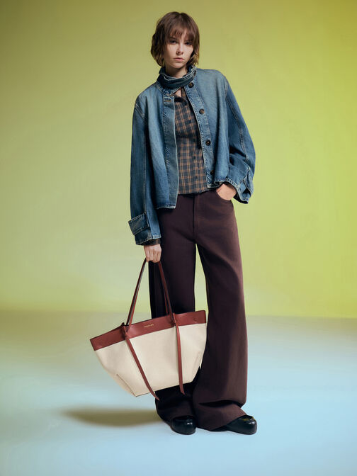 حقيبة تسوق قماشية كبيرة الحجم من قماش الكالا, قرميدي, hi-res