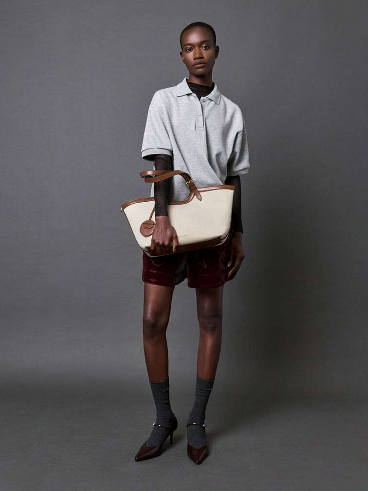 XL Enola Canvas Tote Bag, Chocolate, hi-res