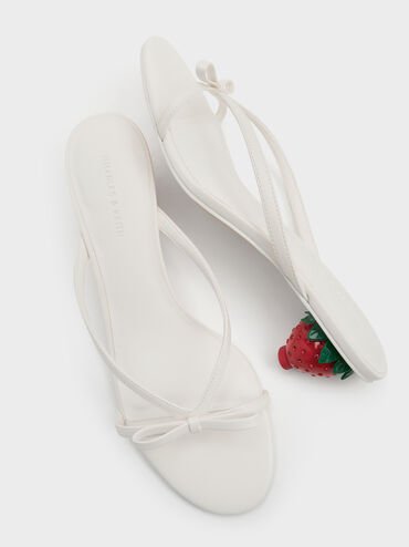 حذاء ميول سونالي بفيونكة وكعب "فراولة", أبيض, hi-res