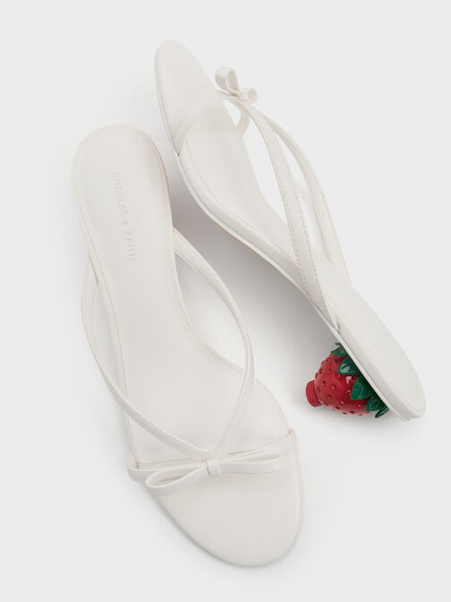 حذاء ميول سونالي بفيونكة وكعب "فراولة", أبيض, hi-res