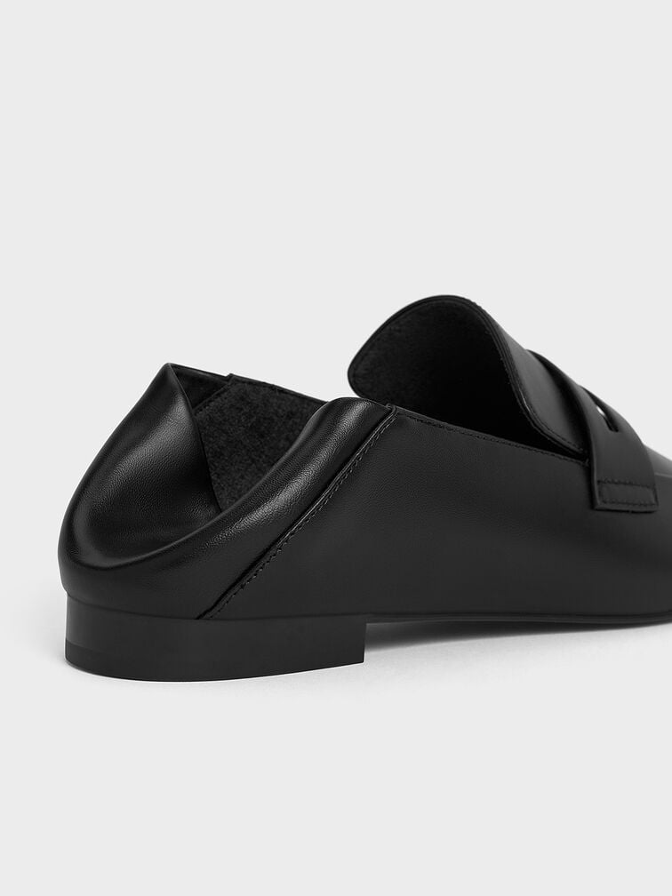 حذاء لوفر بيني بمقدمة لوزية الشكل, أسود, hi-res