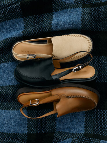 Gale Slingback Loafers, Tan, hi-res