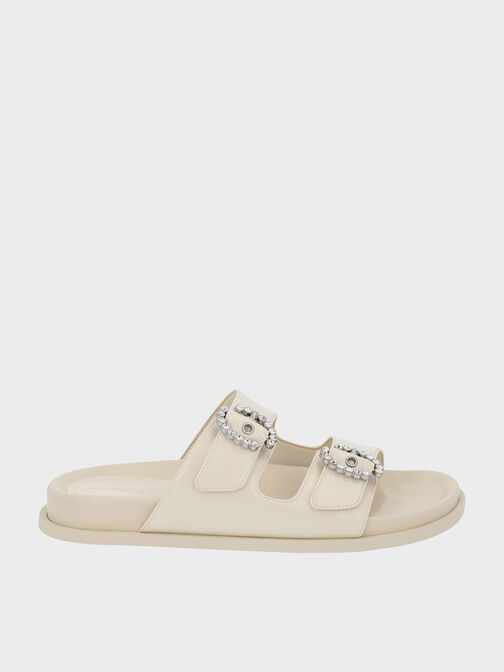 Embellished Buckle Sandals, Chalk, hi-res
