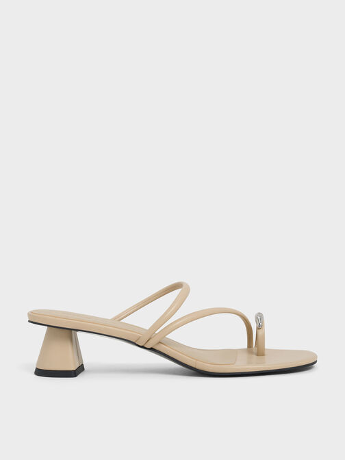 Toe-Ring Strappy Heels, Taupe, hi-res