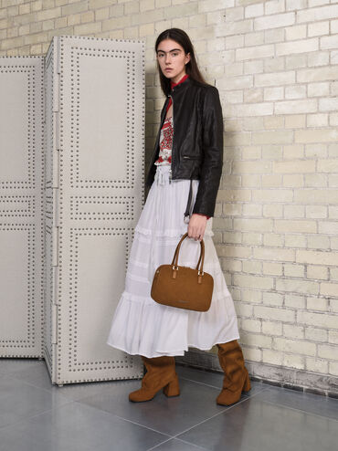 حقيبة بولينج سيانا من الشمواه المعاد تدويره, بني محمر, hi-res