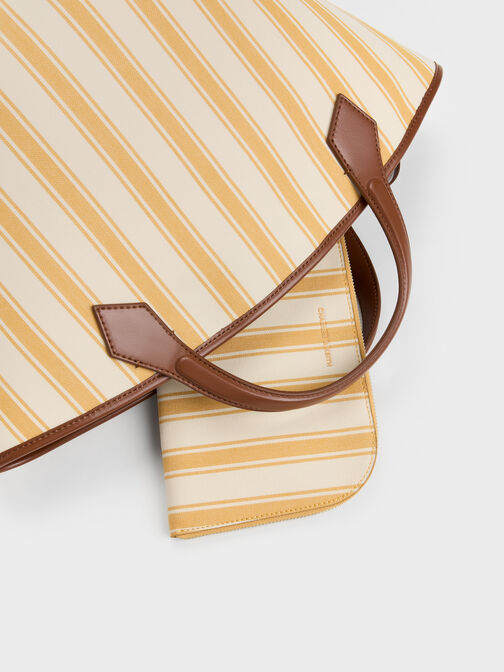 شنطة توت إيفانا كبيرة كانفاس مخططة, Butterscotch Yellow, hi-res