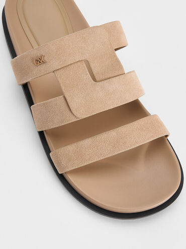 صندل بيتينا مسطح من الشمواه, بيج, hi-res