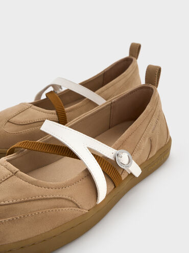 سنيكرز باليه تيجي بلونين من الشمواه, رملي, hi-res