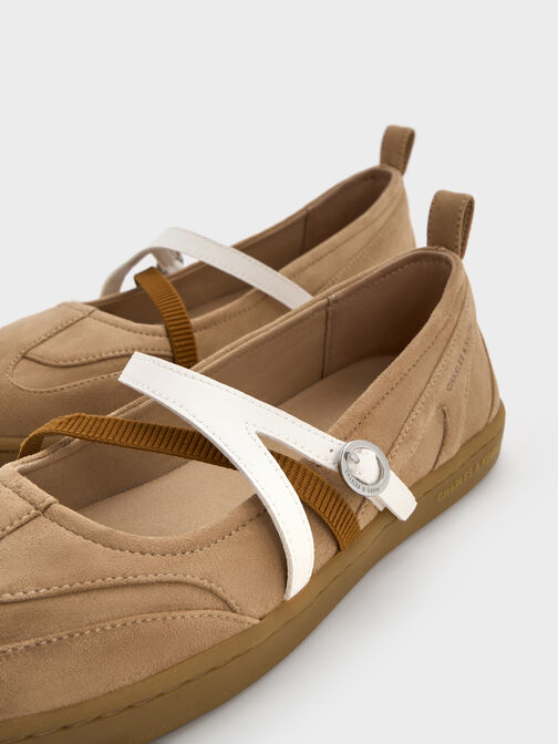 سنيكرز باليه تيجي بلونين من الشمواه, رملي, hi-res