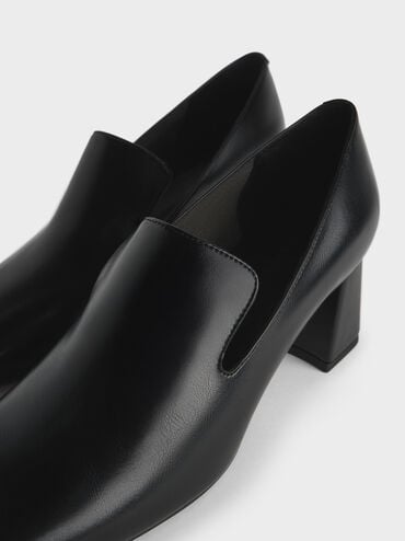 لوفر بكعب عريض ومقدمة مربعة, أسود, hi-res