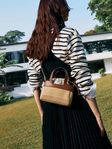 Girls' Ida Knitted Mini Bag, Beige, hi-res