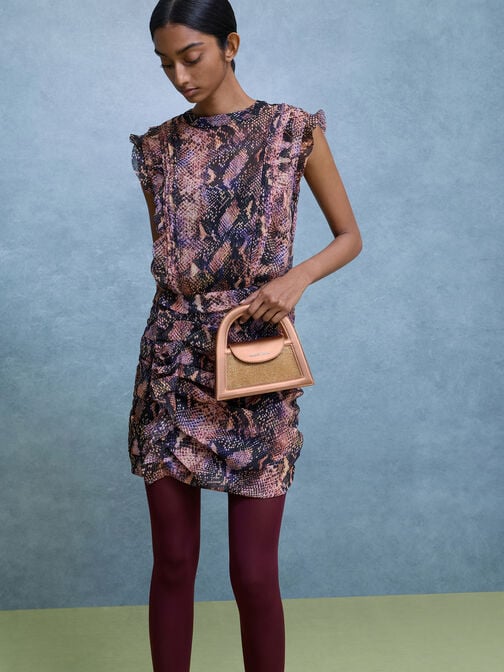 حقيبة إيست بمقبض علوي وتصميم لامع, برونزي, hi-res