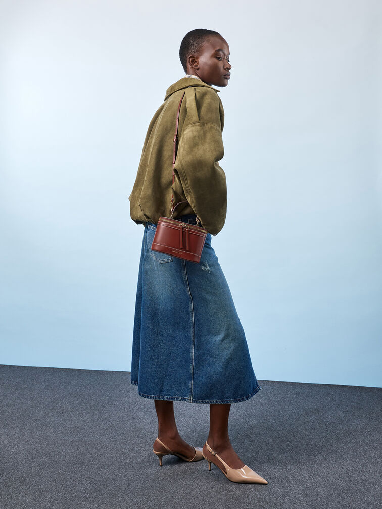 حقيبة مكياج بمقبض علوي من إينولا, قرميدي, hi-res