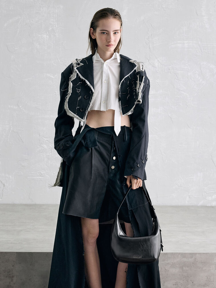 Bryna Curved Hobo Bag, Noir, hi-res