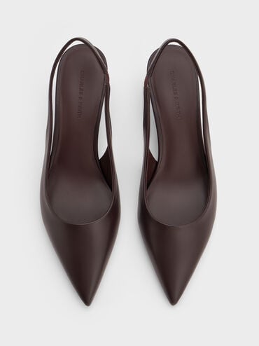 Sculptural-Heel Slingback Wedges, Burgundy, hi-res