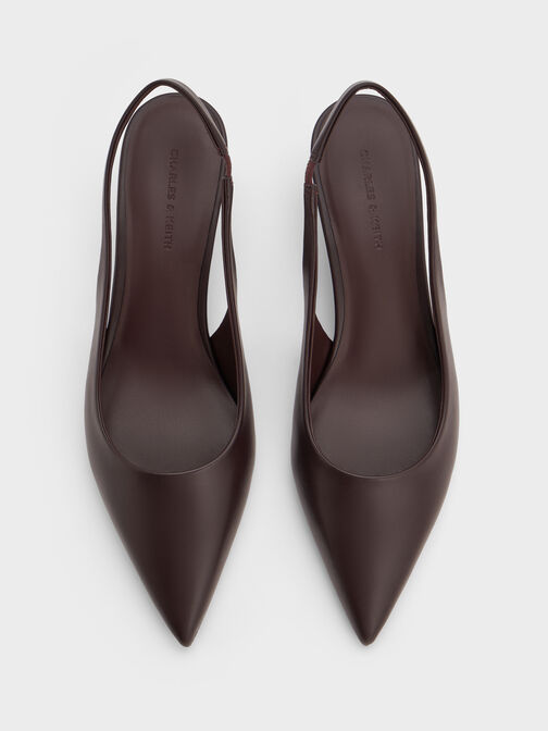 Sculptural-Heel Slingback Wedges, Burgundy, hi-res