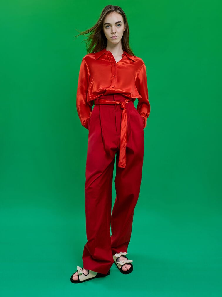 Knot-Bow Double-Strap Slingback Sandals, Chalk, hi-res