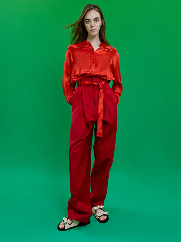 Knot-Bow Double-Strap Slingback Sandals, Chalk, hi-res