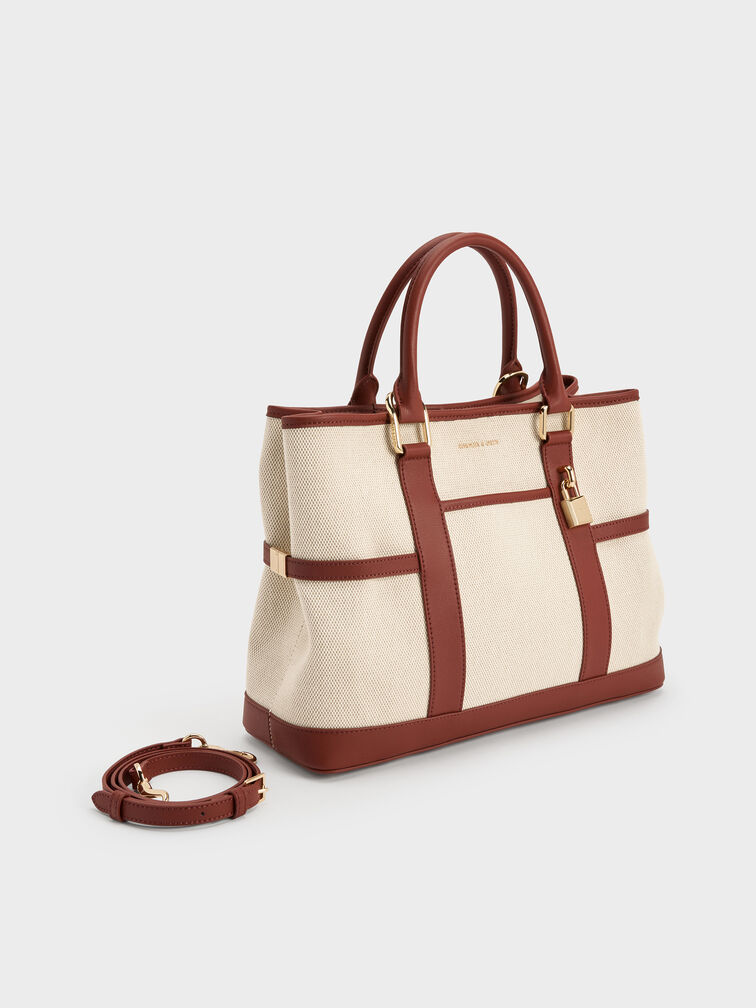 شنطة توت سكوتي من الكانفاس, قرميدي, hi-res