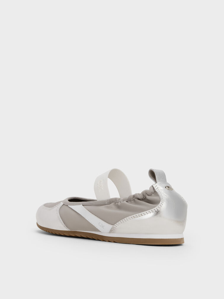 سنيكرز ماري جين جيس من الجلد الميتاليك, فضي, hi-res