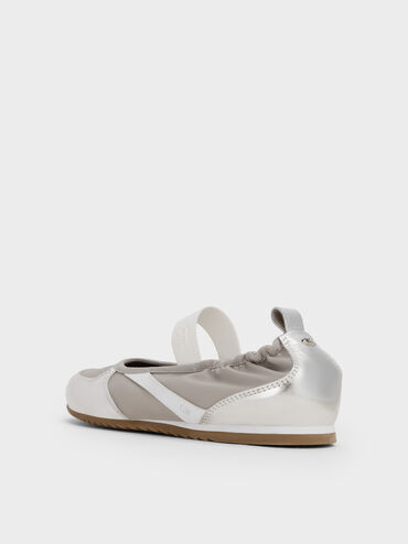 سنيكرز ماري جين جيس من الجلد الميتاليك, فضي, hi-res