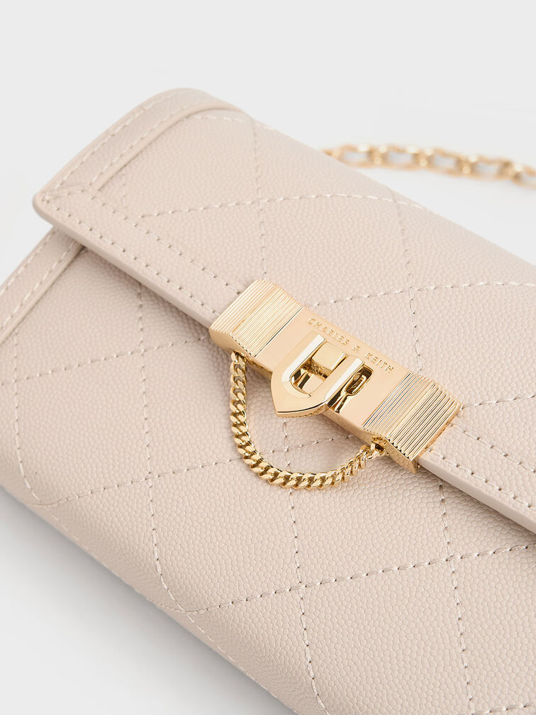 حقيبة كلاتش تالولا مبطنة بقفل كبس, شوفاني, hi-res