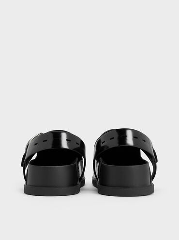 حذاء ميولز مفتوح من الخلف مزود بإبزيم, صندوق أسود, hi-res