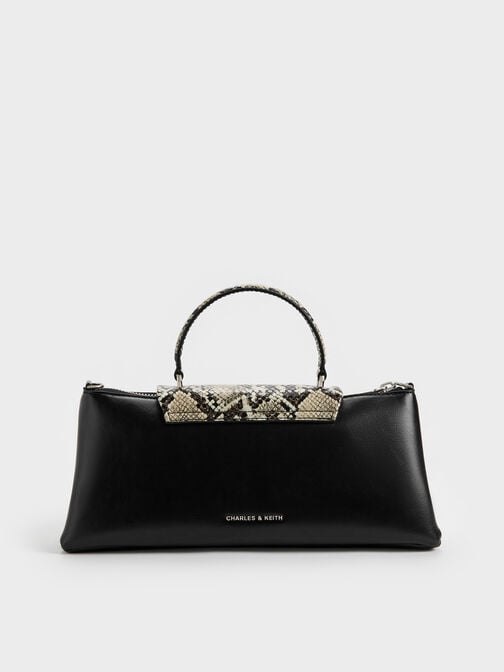 Lilibet Snake-Print Elongated Top Handle Bag, Animal Print Natural, hi-res