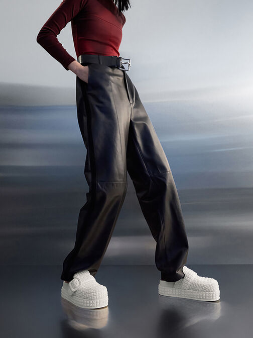 ميولز لورين ذات بتصميم مزخرف وكعب فلاتفورم, أبيض طباشيري, hi-res