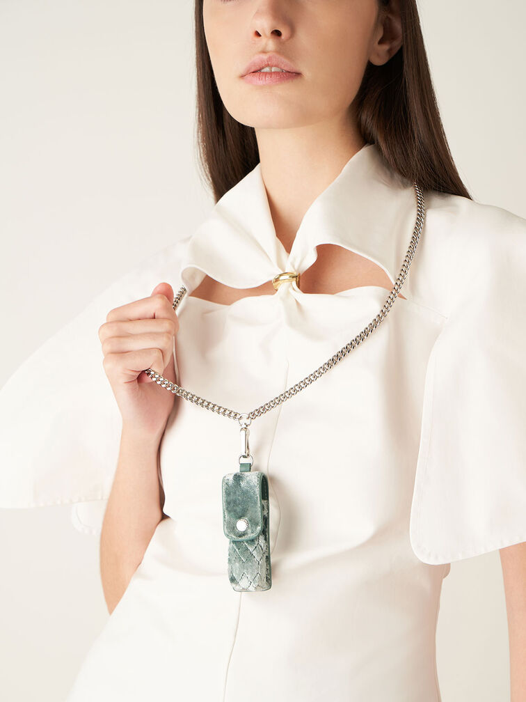 مجموعة الأعياد 2021: شنطة هولي ميني مخمل بسلسلة, أخضر مريمية, hi-res